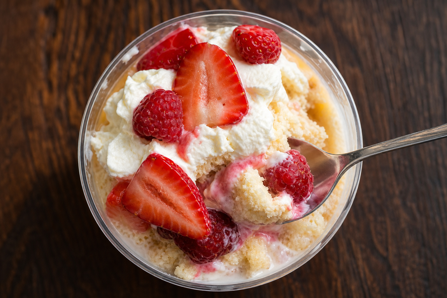 Postre Tres Leches Silvestre con frutos rojos y chantilly